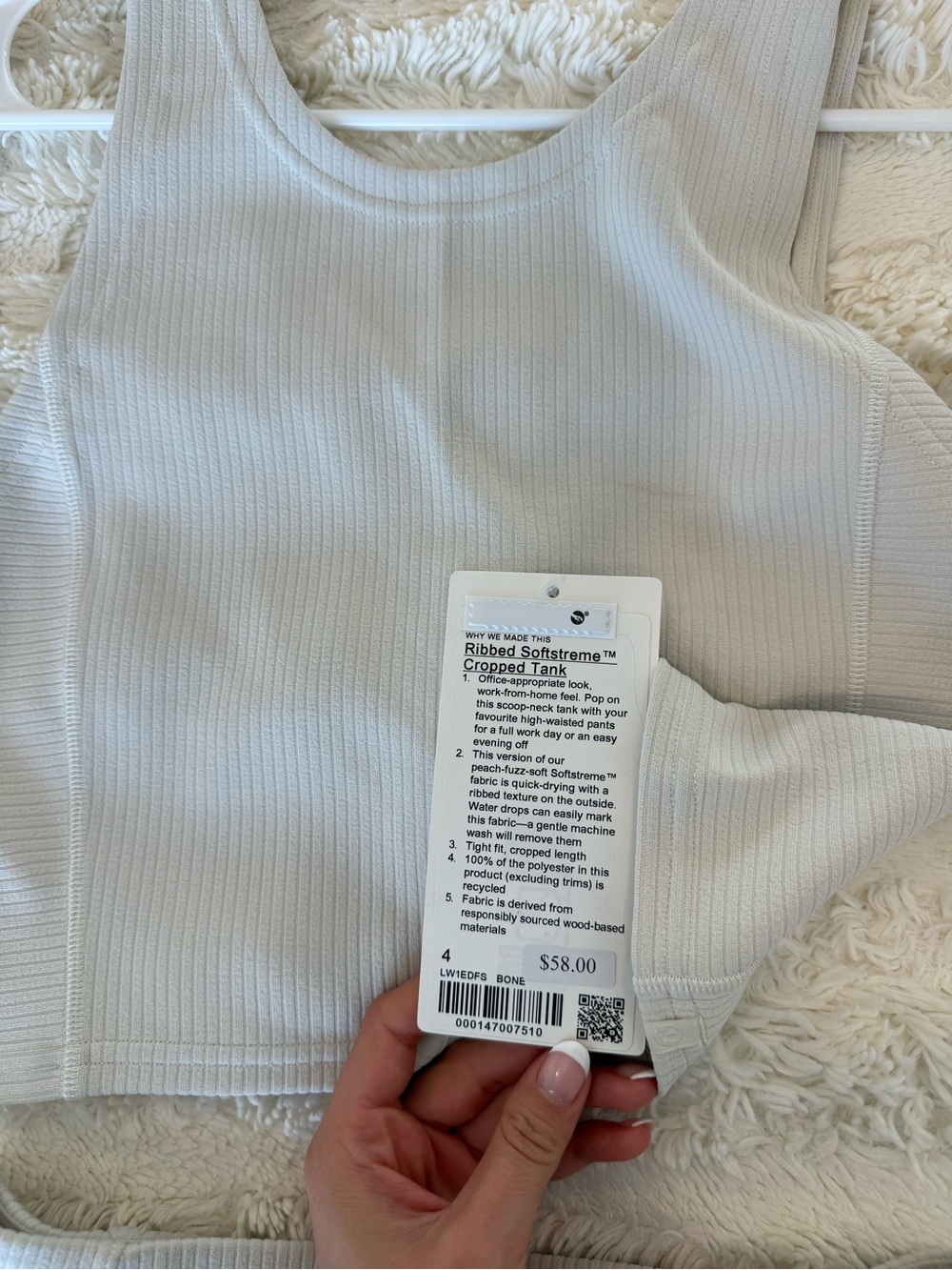 Ribbed V-Neck Crop Top & Shorts Set - cream - Picture 3 of 4